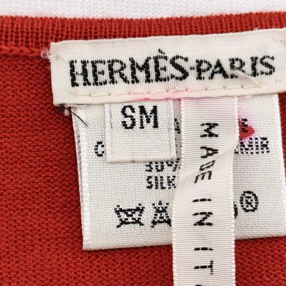 Hermès Paris Cashmere Silk Asymmetrical Sweater - Rust Orange - Size S - Picture 3 of 9